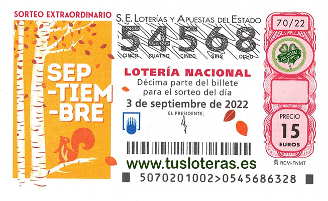 decimo sorteo extraordinario 3 septiembre 2022 loteria nacional